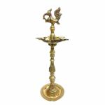 A V Gifts And Handicrafts Brass Mahabharat Oil Lamp/Kuthu Vilakku/Tamil Traditional Diya/Inauguration Oil Lamp/Temple Diya/Peacock Oil Lamp(17 Inch)