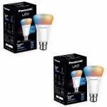 Panasonic Multicolour B22 9-Watt WiFi Enabled Smart LED Bulb Compatible with Amazon Alexa Pack of 2