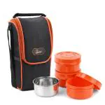 Zanelux Coral Orange Stainless Steel Lunch Box 750 ml (3 pcs) with Bag