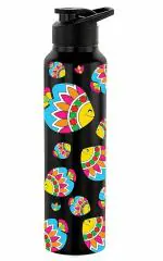 NIRLON Classic Flip UV Printed Single Wall Stainless Steel Sipper Cap Water Bottle 1000ml |Fridge Water Bottle| Office Bottle|Gym Bottle|School Bottle|Treking Bottle|Travel Bottle (Artsy Fish Design)