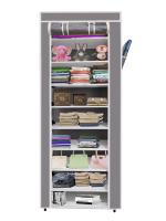 GTC Wardrobe Multipurpose Collapsible Cabinet Rack Storage Organizer Foldable Almirah Non-Woven Laminated Fabric 9 Shelves , 1 Side Pocket