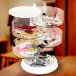 PRIME PICK 5 Layers Jewelry Organizer Storage Box, Rotatable Hair Tie Container Earrings Holder Organizer for Women, Clear Jewelry Accessory Storage Tray with Lid for Earrings Bracelets Necklaces