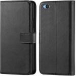 Clickaway Leather Finish Flip Cover for Xiaomi Redmi Go Inside Pockets & Inbuilt Stand Wallet Style Back Case Magnet Closure (Black)