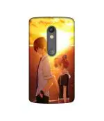 Casotec Girl Boy Sunset Sea Design Printed Silicon Soft TPU Back Case Cover for Motorola Moto X Play