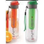 cello Infuse Plastic Water Bottle Set, 800ml, Set of 2, Green/Orange 800 ml Bottle (Pack of 2, Multicolor, Plastic)