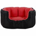 Hiputee Black Red Reversible Ultra Soft Velvet Dual Color Ethnic Designer Dog Cat Pet Bed (S)