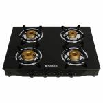 Faber Jumbo Black Stainless Steel Glass Top 4 Brass Burner Gas Stove