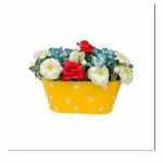 Metal Hanging Flower Pots Plant Pots Balcony Garden Ornament Home (Yellow)