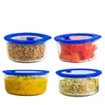 Truly Eco Smart Living Retail Glass Containers with Lid - 944ml |Round Borosilicate Glass Containers for Kitchen Storage | Microwave & Freezer Safe (Set of 4)
