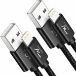 Wayona Nylon Braided USB to Lightning Fast Charging and Data Sync Cable Compatible for iPhone 13, 12,11, X, 8, 7, 6, 5, iPad Air, Pro, Mini (6 FT Pack of 2, Black)