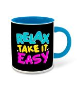 Whats Your Kick Motivation Theme Relax Take It Easy Printed Sky Blue Ceramic Coffee Mug and Tea Mug 325ml