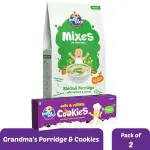 Bebe Burp Organic Baby Food Instant Mix Porridge, Cookies Combo Pack Of 2 - 200 Gm and 150 Gm Each (KHICHDI MIX AND OATS & RASINS COOKIES WITH REAL FRUITS & VEGGIES)