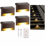 Harnil ABS Plastic Solar Step Light Outdoor Led Solar Powered Deck Lights Waterproof Outdoor Lighting for Steps Stairs Paths Garden Fences Pathway (Pack of 4, Warm Yellow Light)