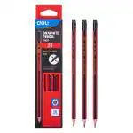 Deli Graphite Pencil with eraser, Pre sharpened Smooth 2B Hexagon Barrel Pencil, 12 pcs, E10902