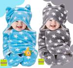 Pandaoriginals Star Blue, Grey Cotton Bath Towels for Baby Boys and Girls (30 x 35 inch) Pack of 2