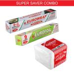 Eurofoil 9 Mtr Aluminium Foil, 10 Mtr Butter Paper with Karron Tissue Paper (Combo Pack of 3)