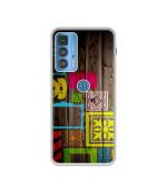 Casotec Stamps on Wooden Texture Design Printed Silicon Soft TPU Back Case Cover for Motorola edge 20 Pro