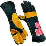MULLICK PRO SAFETY - MPS Heat Resistant Leather Welding Gloves With full Reinforce Green Yellow- MPS004