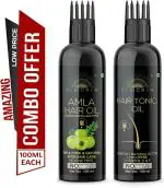 Desi Crew 100 Percent Pure Amla and Hair Tonic Oil with Comb Applicator Cold Pressed for Skin, Body and Hair Care 100 ml Each