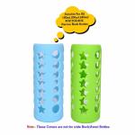 The Little Lookers Baby Feeding Bottle Silicone Warmer Cover/Sleeve Holder/Insulated Protection for Newborns/Infants/Babies (Green & Blue, 240 Ml)