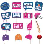Festiko Team RR Photobooth Props (Set of 16 Pcs), Ipl Theme Photobooth Props, Cricket Party Props, Ipl party supplies, Ipl Selfie Props
