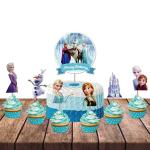 Festiko 7 Pcs Frozen Theme Happy Birthday Cake, Cupcake Toppers, Frozen Theme 5th Birthday Supplies, Frozen Party Decorations