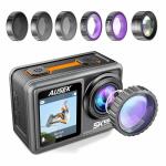 QIWA 5K Action Camera with Anti-Shake EIS Stabilization, 24MP Photo Resolution, 4X Digital Zoom, Remote Control, WiFi, Dual Touch Screen for Vlogging,Travelling,Diving