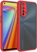 KrKis Realme 7, Realme Narzo 20 Pro Red Plastic, Rubber Camera Bump Protector Back Cover