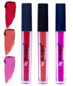 bq BLAQUE Matte Liquid Lipstick Combo of 3 Lip Color # 109-112-117 (Dark Pinkish Red, Dark Coral, Swiss Light Magenta, 12 ml)