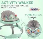 Odelee Musical Height Adjustable Foldable Activity Walker Baby 6-18 Months Boy & Girls with Breathable Cushion Sheet & Rattle Toy Tray Baby Walker