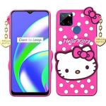 RUPELIK (Hello Kitty Realme C25s Pink) Hello Kitty Rupper Back Case Cover |3D Cute| Soft Silicone Back Cover with Pendant Compatible for Realme C25s / Narzo 20 / Narzo 30A / C25 / C12 (Pink)