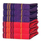 Akin Royal Multicolor Stripped Cotton Hand Towel Set - 550 GSM Set of 6 - 100% Cotton - 40 x 60 cm