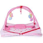 DearJoy Pink Bunny Print Baby Bedding Set With Mosquito Net And Baby Play Gym