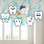 Zyozique 6 pcs I Got My First Tooth Hanging Swirls, First Tooth Decoration Items for Baby, 1st Teeth Decoration Items,Rice Ceremony Swirls,Rice Ceremony Decoration Kit (Blue)