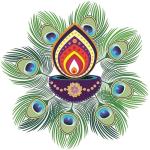 Asmi Collections 60 cm Beautiful Peacock Feather and Diya Rangoli Removable Sticker (Pack of 1) | Wall Sticker | waterproof wall sticker