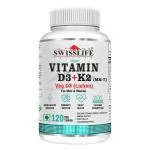 Swisslife Forever Vitamin D3 + K2 (MK7) | Plant Based Vitamin D3 Tablets Lichen Source | Immunity tablets , Heart tablets , Muscle & Bone Health | Plant - Based | 120 Veg Tablets
