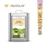 Vrutalay Desi Buffalo Ghee 15 kg | Desi Buffalo Ghee | Vedic Ghee | No Added Color and Preservatives, No Added Fragrance, 100% Naturally obtained Ghee. | Murrah Buffalo Desi Ghee.| 15 Kg Tin .