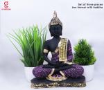 Gw Creations Black, Pink, Gold Polyresin Decorative Showpiece - Buddha