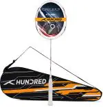 Hundred White, Black Strung Badminton Racquet, 78 G