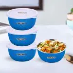 TOPMTOP Microwave Safe Bowl Set Serving Bowl Storage Bowl each bowl 450ml (pack of 4) Blue