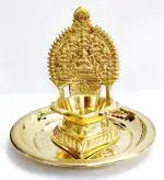 NAAYAGI - PANCHALOG / PANCHALOGAM - PRECIOUS FIVE METAL ALLOY - ASTALASKHMI DIYA / DEEPAM - 13.5 CM HIGH, SMALL SIZE