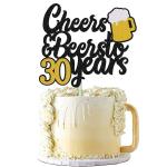 Festiko 30S Birthday Cake Topper Cheers To 30 Years Decor For Men Women Him Her Happy 30th Birthday Wedding Anniversary Party Supplies Black Glitter Decorations