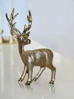 CraftVatika Metal Deer Reindeer Showpiece | Barahsingha Hiran Statue | Home Decorative Items