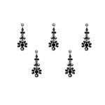 Comet Busters Beautiful Handcrafted Black Bindis with Silver Stones (BIN1927) Pack of 1