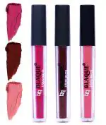 bq BLAQUE Matte Liquid Lipstick Combo of 3 Lip Color # 105-106-107 (Dark & Bold Pink, Chocolate Mood, Coral Peach, 12 ml)