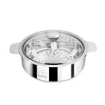 NanoNine Stainless Steel Double Wall Insulated Casserole with Glass Lid 1.25 L