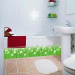 JAAMSO ROYALS Green Grass With White flower Vinyl Peel and Stick Wall Sticker (50 CM X 70 CM)