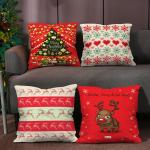 Indigifts Christmas Decorations for House Merry Christmas Holiday Décor Multi Set of 4 Cushion Cover 18x18 inches - Christmas Cushion, Xmas Decorations, Christmas Gifts, Christmas Pillow