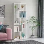 Davenport 8 Shelves Modern Simple Engineered Wood Book Shelf with Storage Display Rack Open Bookcase Showcase Stand (MR-004/White/172 x 24 x 80 cm) DIY (Do It Yourself)