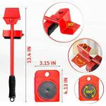 SELEMI Premium Heavy Furniture Shifting Tool, Heavy Furniture Lifter and Moving Tool Set, Easy to Movable Heavy Weight Sofa, Table, Bed, Refrigerators Adjustable Lifting Tools (Red, Pack of 1)